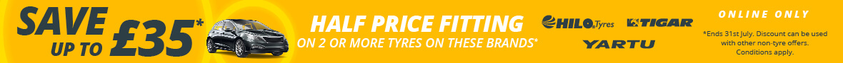New Price - Half Price Fitting on Hilo, Tigar, Yartu Tyres