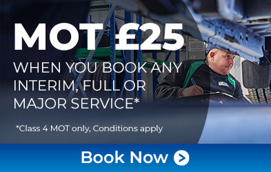 MOT £25 When booked with service