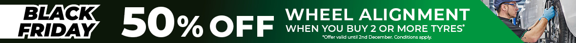 50% Off Alignment 2+ Tyres - Black Friday