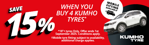 Kumho - Save 15% on 4+ Tyres 18"+