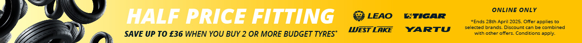Half Price Budget March 2025 2-4 tyres