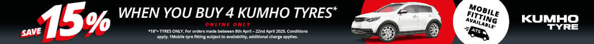 Kumho Easter 15% off 4 18"+